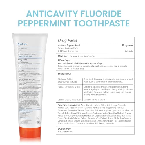 Image of Himalaya Botanique Anticavity Fluoride Toothpaste, Peppermint, 4 oz, 4 Pack | Fluoride Toothpaste, Multi-Benefit Support, Fights Cavities, Remineralizes & Strengthens Enamel, No SLS or Titanium Dioxide