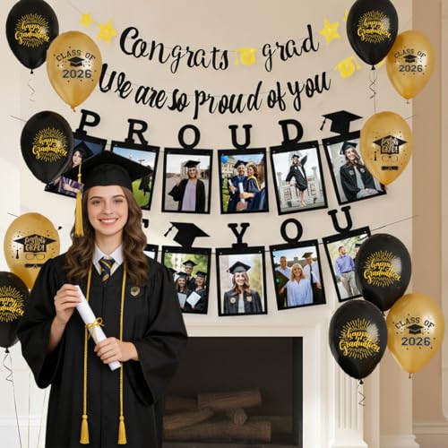 Graduation Balloons 2026 - 50pcs Black & Gold Latex Party Decorations - Image 3