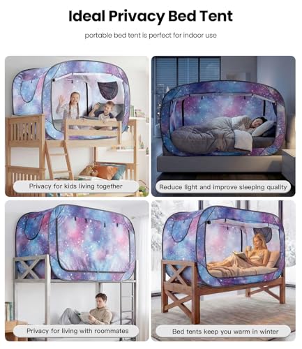Image of ANC POP Bed Tent Full Bed Canopy Tents Portable Dream Tent for Kids and Adult Indoor Sleeping Tents with 2 Doors Breathable Private Space Tents