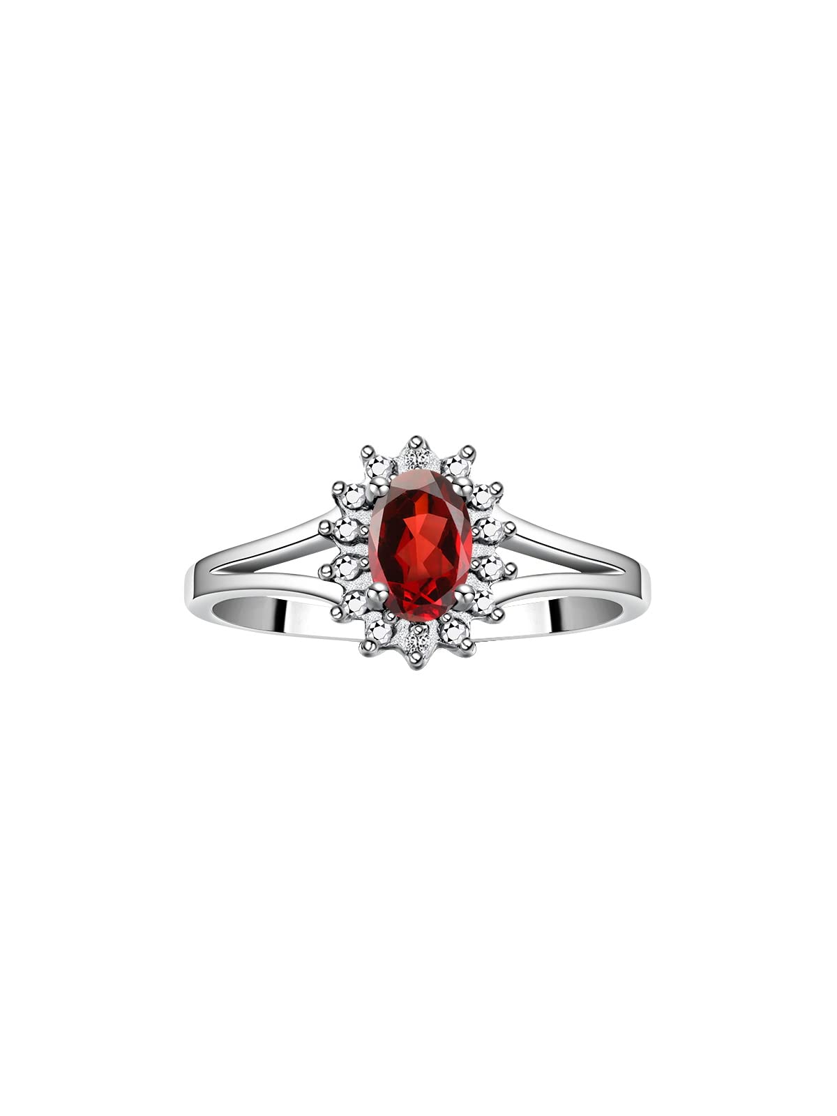 Rylos Halo Ring: Diamond Birthstone with 6X4MM Oval Gemstone - Women's Jewelry in Sterling Silver - Stunning Diamond Ring Sizes 5-10