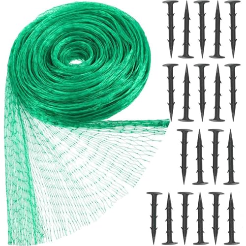 4m x 6m Vogelnetze Vogelschutznetz Engmaschig mit 20 Schwarzen Erdankern (11 cm) Vielseitiges Taubennetz Balkon Netz Garten für Früchte Saatgut Teichabdeckung Pflanzenzaun und Erdbeer-Schutznetz