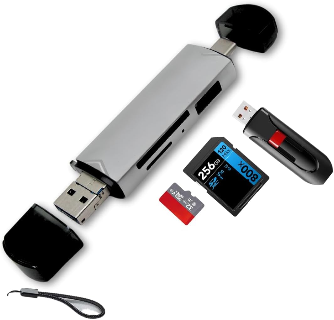 NEXTWAVE Enhanced 3-in-1 USB Card Reader. Connectivity for SD, SDHC SDXC, Micro SD, Micro SDHC, Micro SDXC and USB - Compatiable with Computer or iPhone 15+ Pad MacBook Samsung S24 (Silver)-image-49
