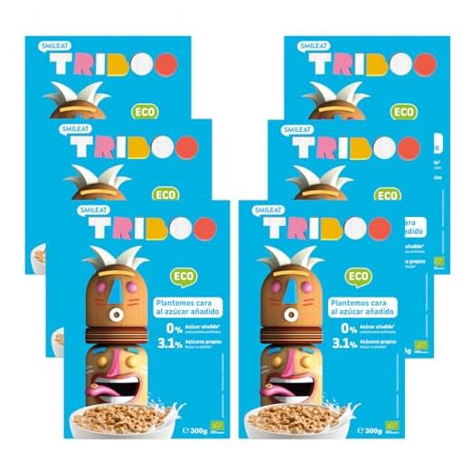 Smileat Triboo - Cereales Ecológicos e Integrales para el Desayuno, Ingredientes Naturales, Sano y Saludable, Contiene Gluten, Sin Azúcares Añadidos - Pack de 6 x 300 g =1800 g