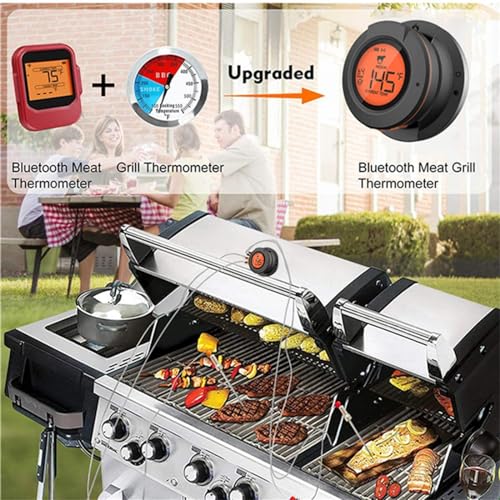Image of Bluetooth Digital Grill Thermometer, Smoker Thermometer with 4 Meat Probes | Real Time Monitoring BBQ Grill Gauge Thermometer for Kamado Joe Grills Smoker Big Green Egg