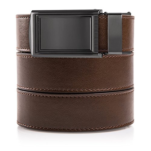 SlideBelts Men's Classic Belt with Premium Buckle (Mocha Brown Leather With Framed Gunmetal Buckle (Vegan), One Size)
