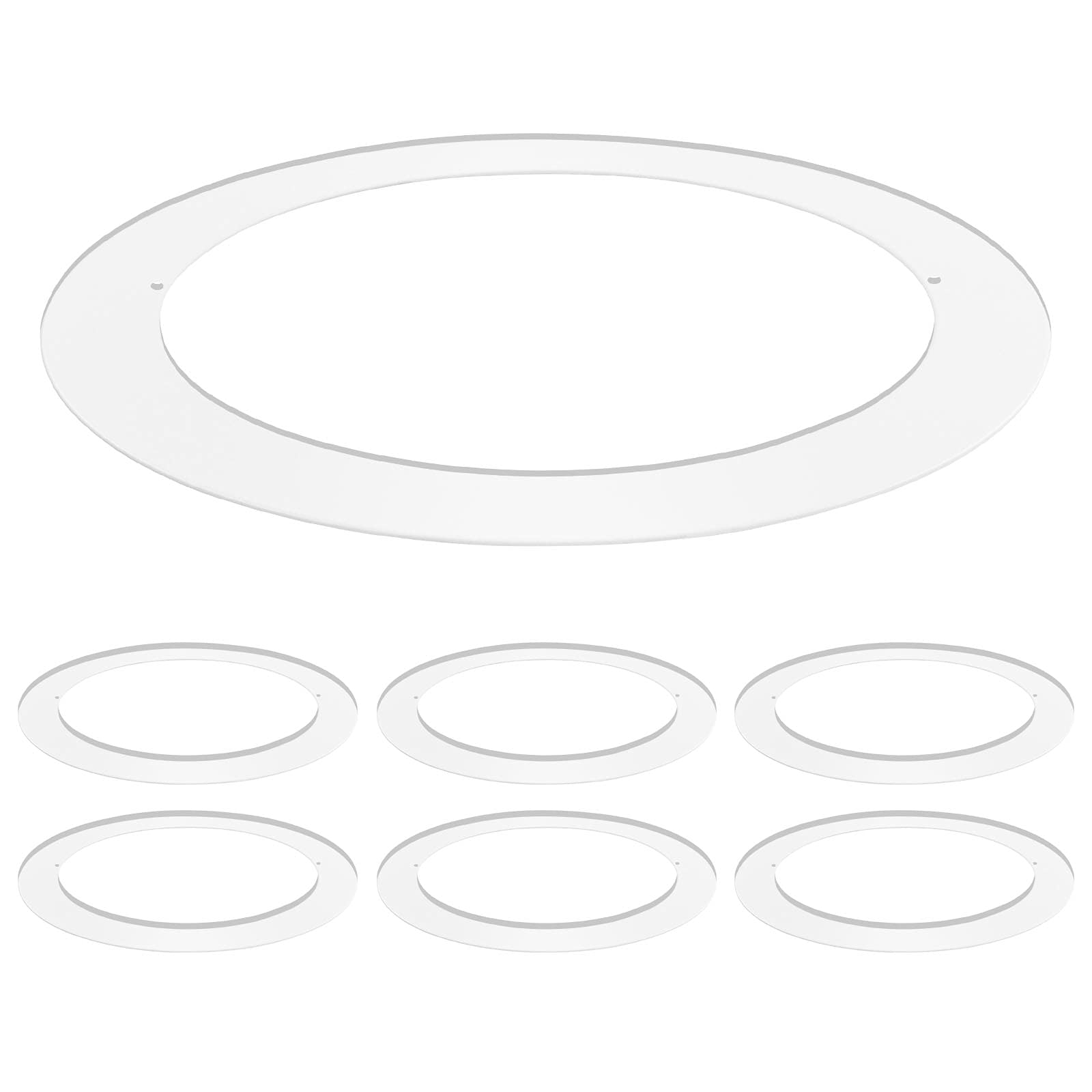 Luxrite 6 Pack White Goof Trim Ring for 5/6 Inch Recessed Lights and Ceiling Light Fixtures, Outer Diameter 8 Inches, Inner Diameter 6.14 Inches, Metal Construction, Cover Damaged or Messy Ceilings