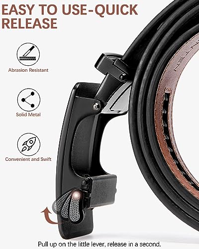 Image of BOSTANTEN Ratchet Belts for Men Leather Trim to Fit 1 3 /8 inch Gift Boxed | Micro-Adjustable Buckle, Tailored Size, Holeless, Versatile for Dress Casual, Effortless Style