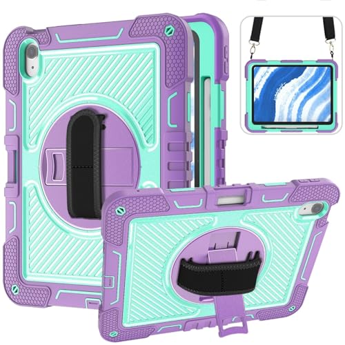 Étui iPad Air 11 2026 protection 360 hybride violet et bleu avec bandoulière