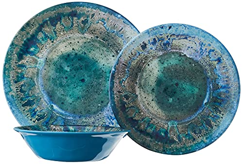 Certified International Radiance Teal Melamine 12 Pc Dinnerware Set #TOP1