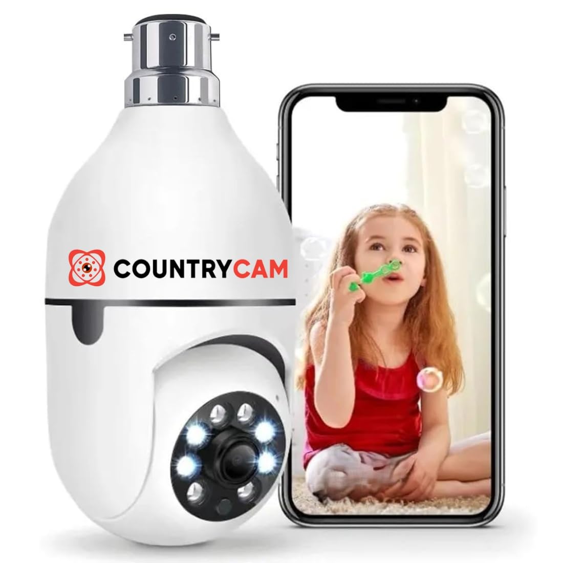 COUNTRYCAM 3MP Full HD Smart WiFi CCTV Dome Bulb Camera, 360° Pan Tilt, View & Talk, Motion Detection, Night Vision, 128GB SD Card Support (Card Not Included) for Home & Office (Single Lens Bulb)-image-21