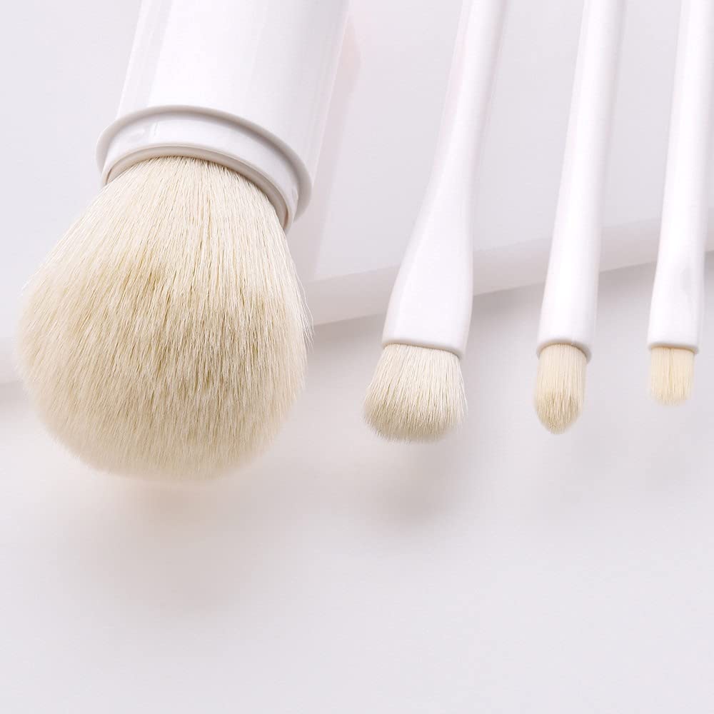Paquete 4 en 1 de brochas de maquillaje sintéticas de primera calidad, brochas para polvos cosméticos, brochas para mezclar sombras de ojos, kit portátil de brochas de maquillaje de ojos con estuche t