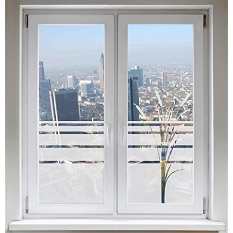 INDIGOS UG Sichtschutzfolie Fensterbild Fensterfolie Glasdekor Rohrkolben Bambus satiniert Blickdicht Cover