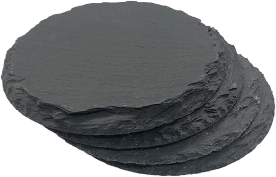 Thin Slate Jiangxi Black Round Wool Coaster Jiujiang Stone