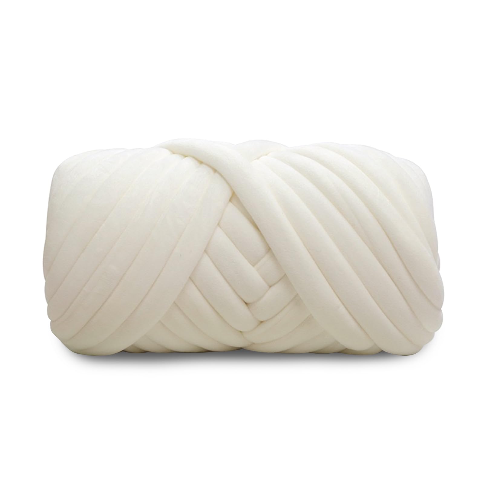 Velvet Chunky Yarn Bulky Giant Arm Knitting Yarn, Super Soft Jumbo Tube Weight Yarn, Fluffy DIY Crochet Hand Making Washable Yarn for Blanket, Pet Bed, Rugs Pillow (3lb-Milk White) 66 yards