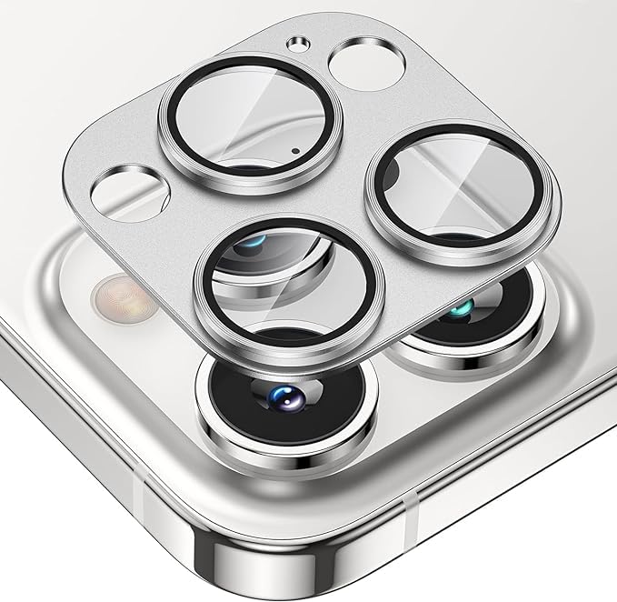CLITZ Camera Lens Protector for iPhone 15 Pro/iPhone 15 Pro Max - Alloy Metal Cover with Tempered Glass Protector - Case Friendly, Scratch Resistant, Easy Installation (Silver Joint) (B0CQWNTHV2) Amazon Price History, Amazon Price Tracker