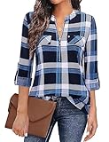 Material: Siddhe Damen Elegant V-Ausschnitt Bluse. Sehr weicher Stoff, atmungsaktive, Locker, und es ist nicht leicht zerknittert; Bequem und passform, es war dehnbar, sodass es nirgends zuckte.