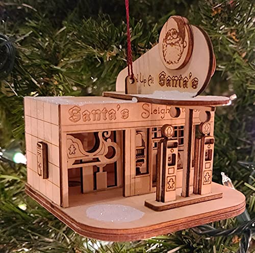Ginger Cottages Santa’S Sleigh Station Ornaments for Christmas Tree