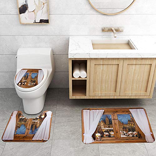 Claean-Acces-Home Badematten Set Weihnachtsbadematte Und Duschvorhang Set Toilettenteppich rutschfeste Badezimmer… – Bild 5