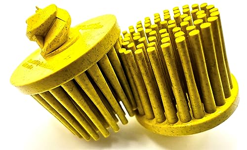 Image of 10 Pack 1 inch 80 Grit Yellow R-Type Bristle Disc | Ceramic-Aluminum Oxide Abrasive Bristle Disc with Quick Change Roll Lock | Pack of 10 | Yellow