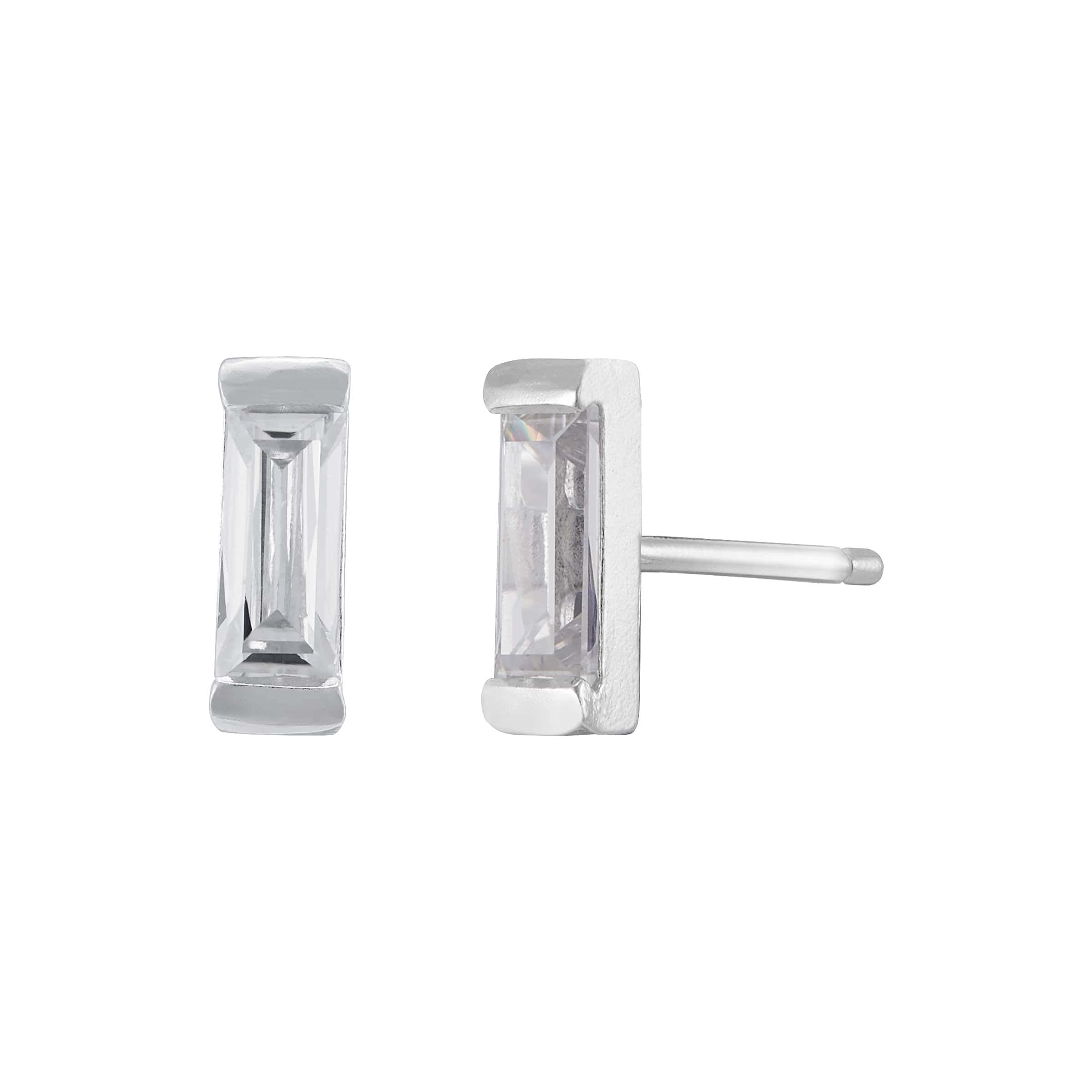 Ice Bars' Cubic Zirconia Stud Earrings in Sterling Silver