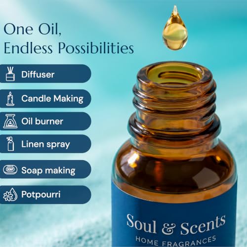 Image of Soul & Scents 15ml Ocean Fragrance Oil | Aroma Diffuser Oil for Vaporizer Reed Diffuser Oil Burner | Candle & Soap Making | Aromatherapy | Freshener | Long Lasting Home Bedroom Office Spa