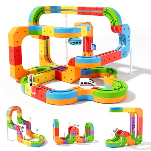KlickRail Electric Train Set Flexible Race Track for 3 4 5 6 7 8 years old boys and girls, Building...