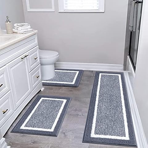 Pauwer Microfiber Shaggy Bathroom Mat Set Cover