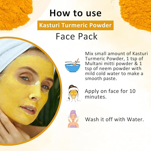 Image of Khadi 100% Pure & Natural Kasturi Amba Haldi Powder Organic Wild Turmeric for Glowing Skin,Tan Removal & Acne Control Face & Body Care 100g