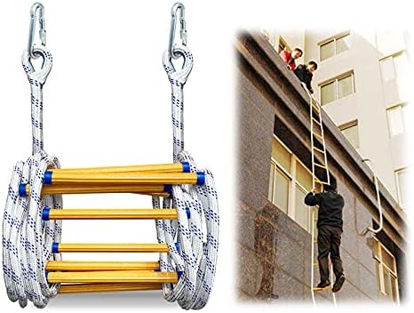 YZJJ Fire Escape Rope Ladder – Flame Resistant Emergency Fire Safety Evacuation Ladder with Hook Carabins for Kids and Adults, 2-6 Story Fire Rescue Ladder