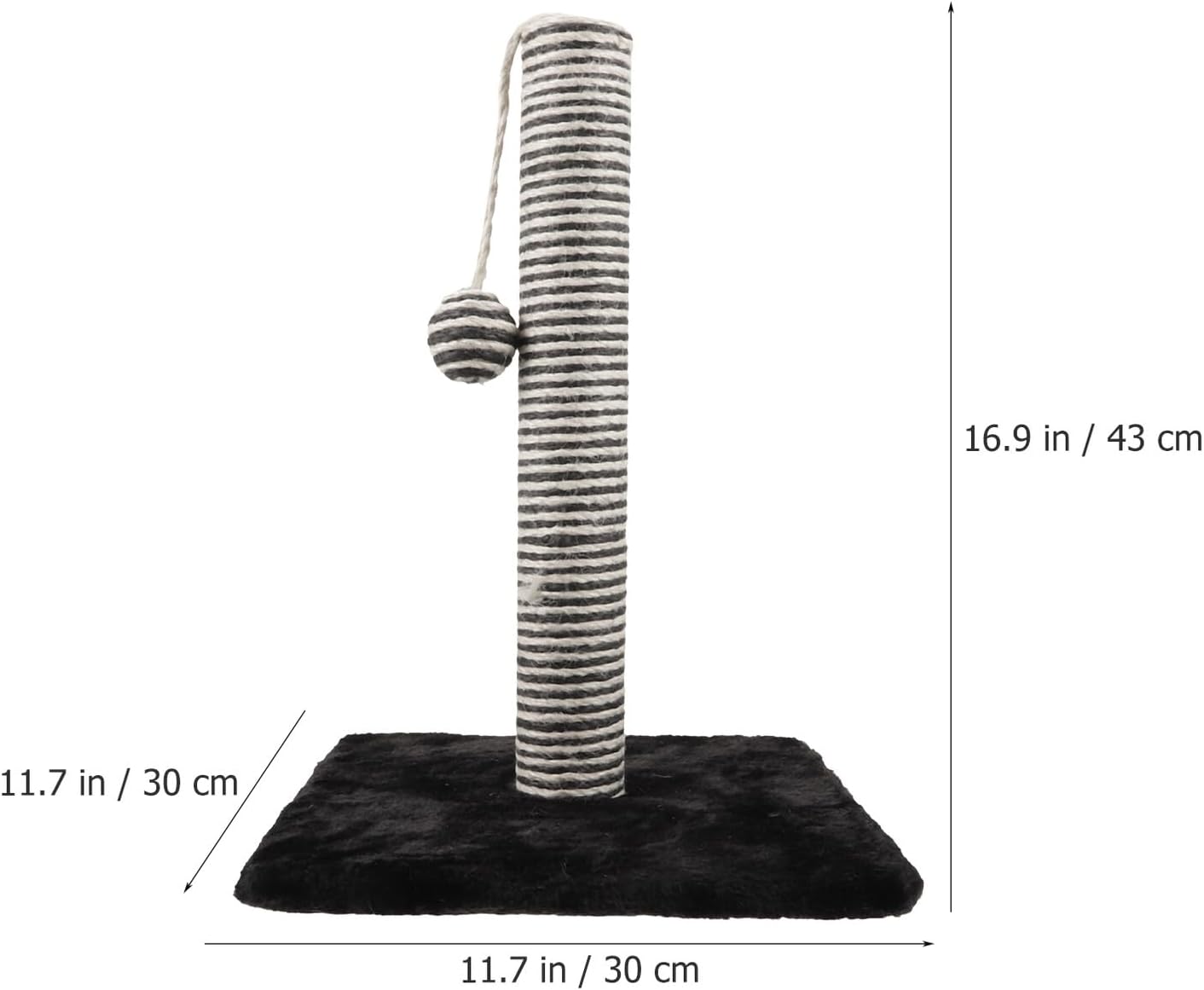 Cat Scratching Post Kitten Claw Scratcher Vertical Sisal Rope Scratching Pole with Ball for Indoor Cats Pet Activity Furniture Black