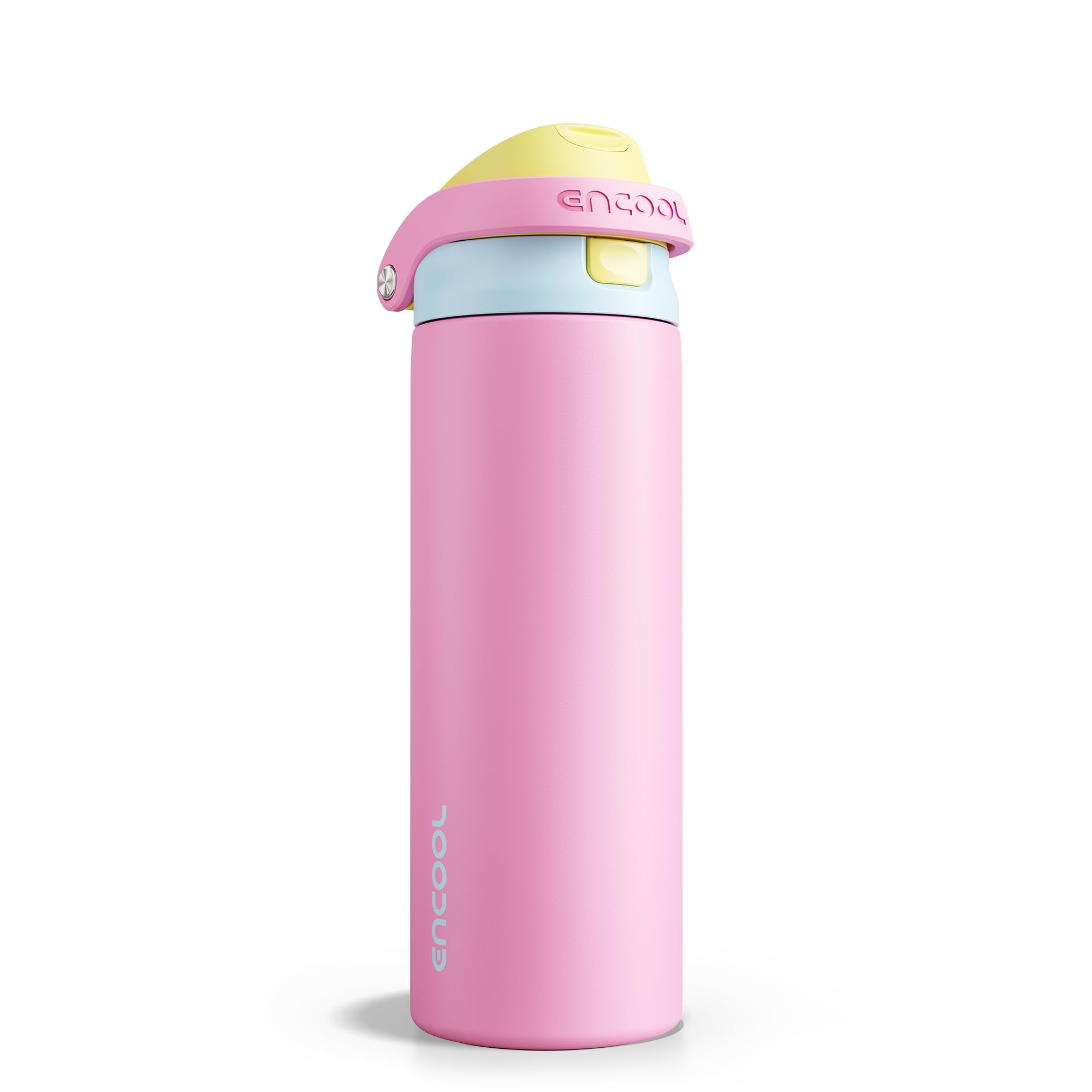 ENCOOL Leakproof Insulated Water Bottle with Straw Dual-Sip Water Bottle Bag-Safe Design for Work, Commute & Gym – Keeps Drinks Cold All Day, 24 oz, Shell Pink 24 Ounces Shell Pink