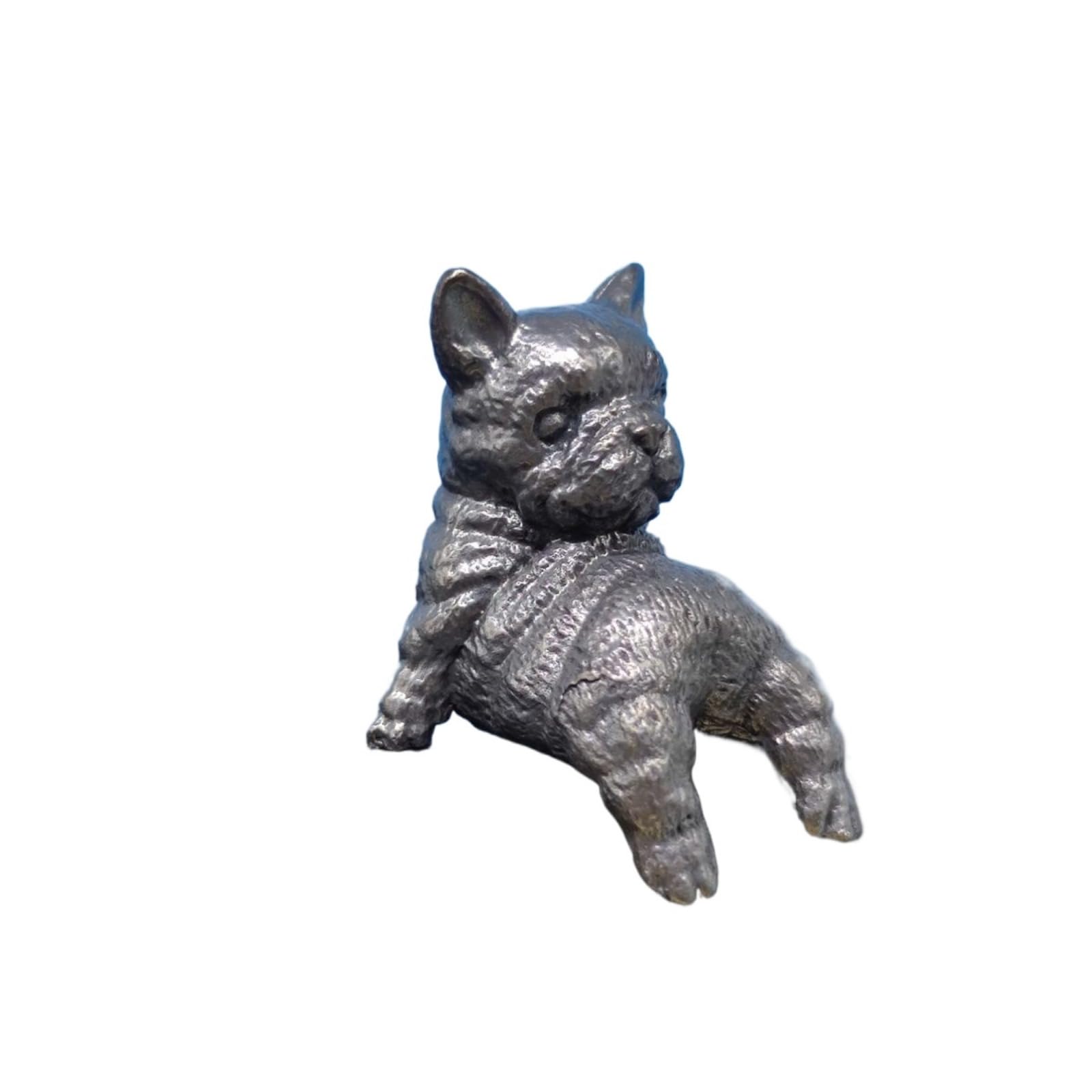 NGDFGR Brass Interesting Sitting Pet Puppy Miniature Statue,Metal Animal Dog Office Stress Relief Sculpture Desktop Ornament Home Bonsai Micro Landscape Decr Accessories