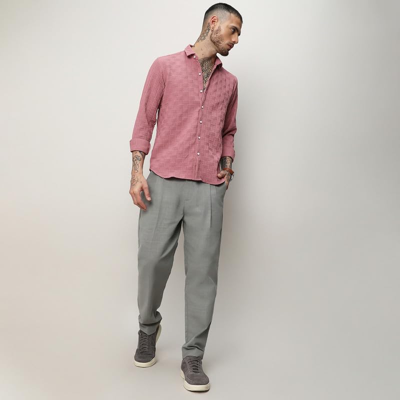 Image of CAHOOT Men's Shirt for Casual Wear |Regular Fit | Cotton Spread Collar Shirt Crafted with Regular Sleeve, Comfort Fit & High-Performance for Everyday Wear