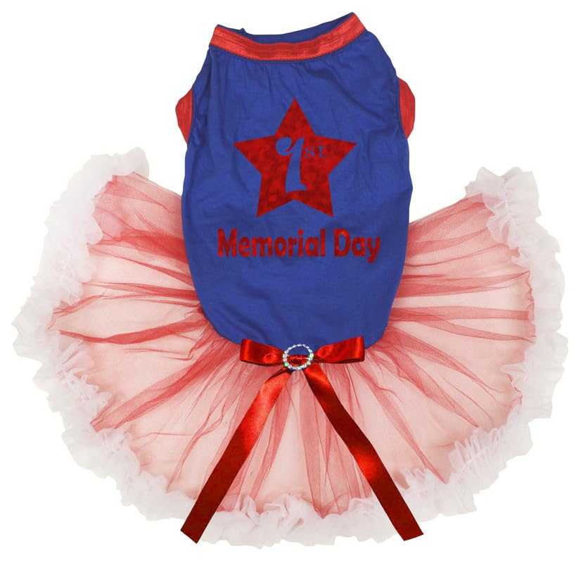 Robe pour chien bleu rouge blanc pour les fêtes estivales en taille S