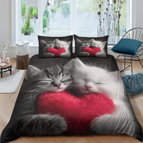 Parure de lit chatons 3D en microfibre 200x200 cm pour chambre enfant - 4