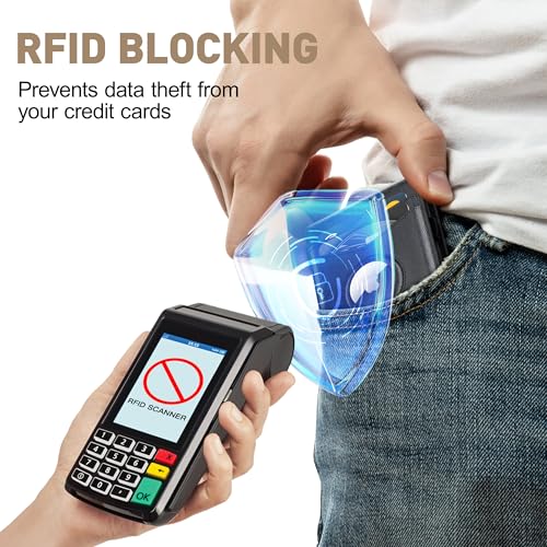 AirTag Wallet Men,Wallet With Airtag Holder,RFID Technology Credit Card Holder with Minimalist Wallet for Men for Apple AirTag (No Airtag Included)-Black Christmas Gifts3