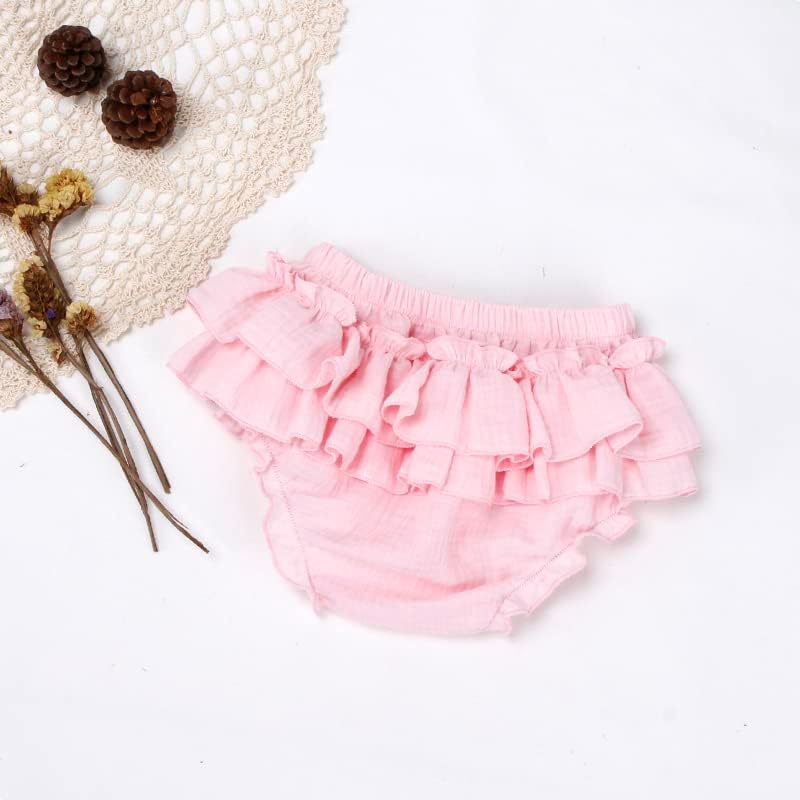 Miniatura 5 de Purbasvi Newborn Infant Baby Girl Cotton Bloomers and Bows Toddlers Ruffle Shorts Diaper Covers Headband Set