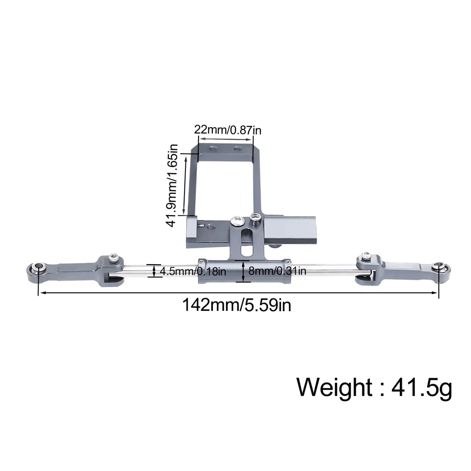 RC Car Accessories for Vanquish for Phoenix VS4-10 F10 1/10 Aluminium Servo Mount Scale Hydraulic Steering Link RC Crawler Portal Axle DIY Upgrade(Gray)