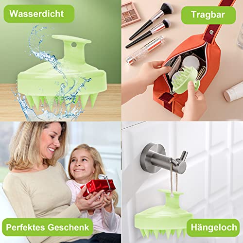 Phantasy® Kopfhaut Massagebürste, Shampoo Silikon Haarbürste für Peeling und Kopfmassage verwendet werden, um die Durchblutung der Kopfhaut zu verbessern, Avocado Grün