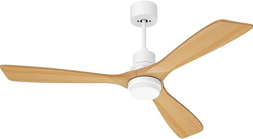 Ventilador de techo de 52 pulgadas con control remoto de luz, ventilador de techo para patio al aire libre con luz LED, ventilador de techo moderno