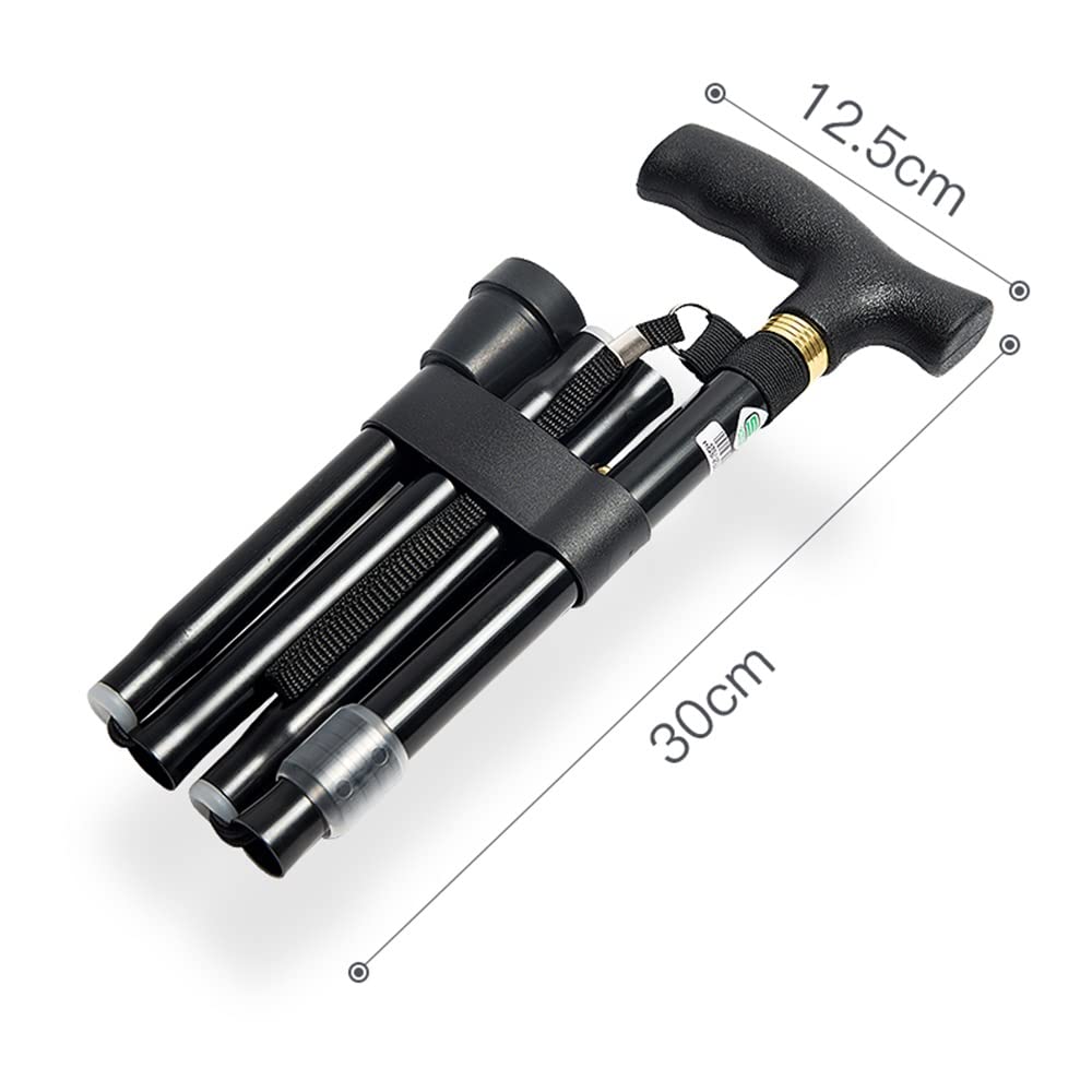 Bastón Plegable para Mujeres y Hombres, bastón Plegable de Aluminio de Altura Ajustable (31 a 35 Pulgadas) | Cómodo Mango de plástico en Forma de T