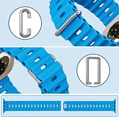 Image of Ultra Ocean Band Compatible with Apple Watch Straps 42mm 44mm 45mm and 49mm Adjustable Smart Watch Strap (Rubber Strap Ultra-Sky Blue (RSUSB))