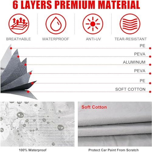 Image of Waterproof Car Covers Replace for 1968-1982 Corvette C3, 6 Layers All Weather Custom-fit Car Cover with Zipper Door & 18 Ponit Windproof Bands for Snow Rain Dust Hail Protection
