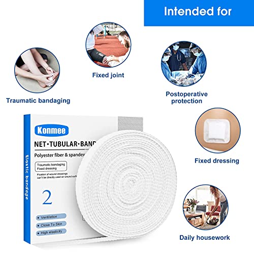 Konmee Tubular Bandage Elastic Net Wound Dressing Elastic Dressing Retainer Tubular Stretch Elastic Gauze Bandage, Size 2 For Thumbs And Toes #TOP3