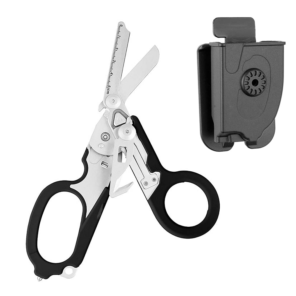 AVCXECRaptor scissors, rescue scissors, Raptor scissors with holster, belt cutter, glass breaker, 6 in 1 multifunctional scissors