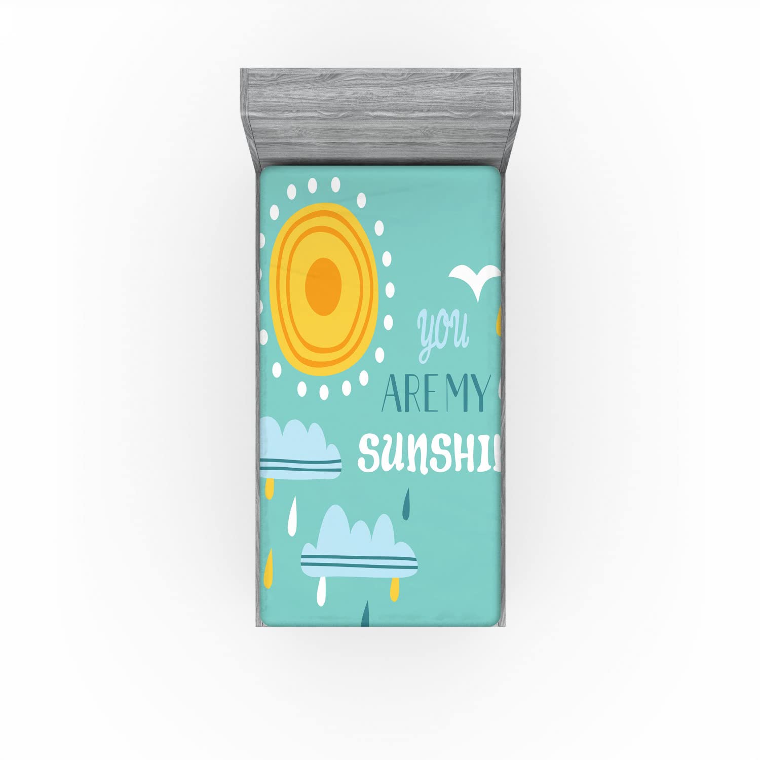 Ambesonne Saying 2 Pack Fitted Sheet, Weather Elements Slogan, Bed Cover All-Round Elastic Deep Pockets 2 Pieces, Package Contains 2 Twin Size Fitted Sheets, Baby Blue