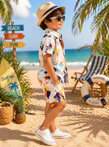 Image of superminis Boys Coordinated Set With Printed Rayon /Cotton Shirt and Shorts