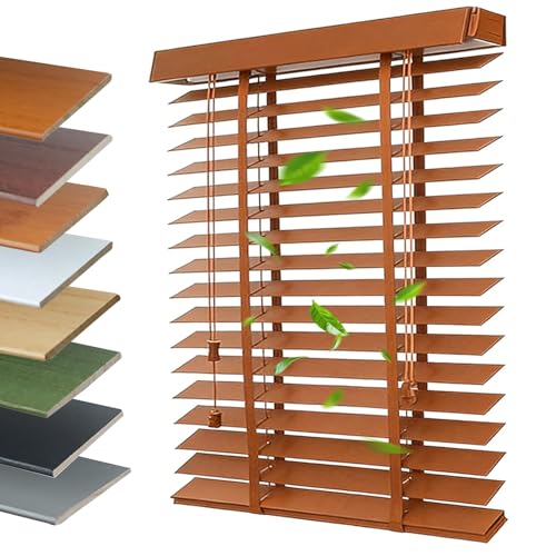 Persianas De Madera para Interiores, 50mm Persianas Horizontales De Lamas, Protección Solar Y Privacidad, 33-159cm De Ancho para Dormitorio, Salón(Nogal)