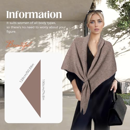 Women's Solid Color Scarf, Knitted Pashmina Shawl Wraps Casual Soft Comfortable Sweater Shawl for Daily Comfy Scarves3