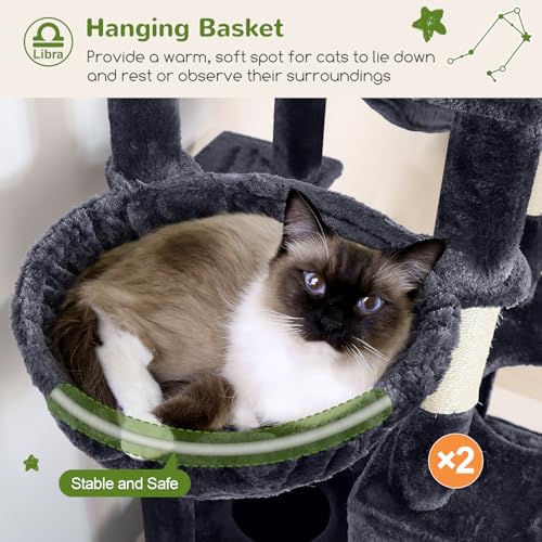Image of Globlazer Heavy Duty Cat Tree 78 inch Sturdy Cat Tower for 20lbs Large Adult Cats, Symmetrical Aesthetic Big Cat Tree with Extra Large Platform, 2 Scratching Boards, Z78, Dark Grey